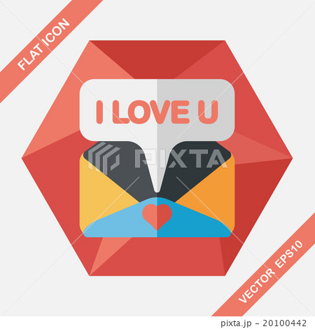 Valentine's day love letter flat icon with long shadow,eps10 20100442