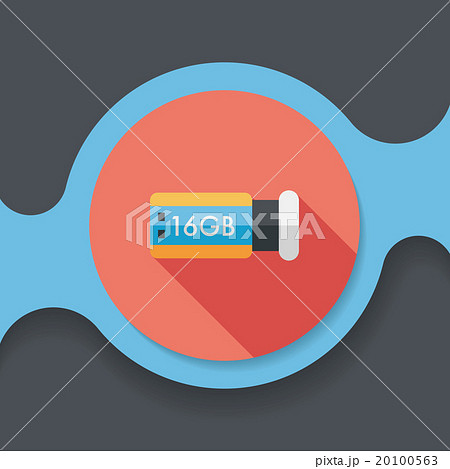 Usb flash memory flat icon with long shadow,eps10 20100563