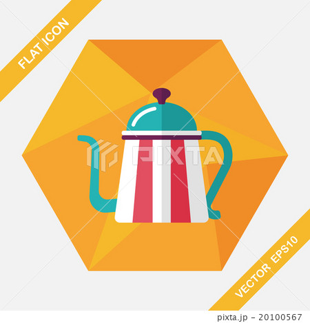 coffee kettle flat icon with long shadow,eps10 20100567