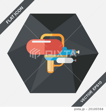 Water Gun flat icon with long shadow 20100568