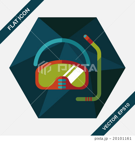 Mask and snorkel flat icon with long shadow 20101161