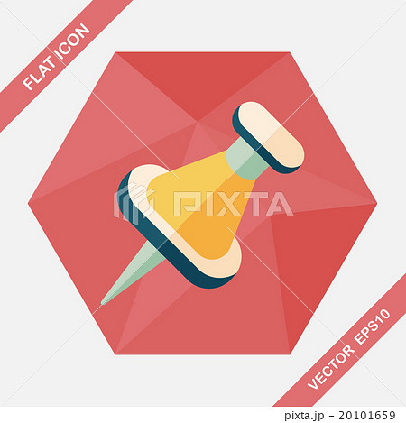 push pin flat icon with long shadow,eps10 20101659