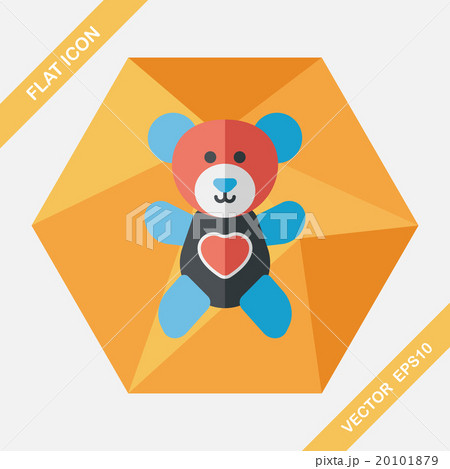 Valentine's day present bear flat icon with long shadow,eps10 20101879
