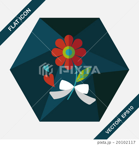 Valentine's Day flower flat icon with long shadow,eps10 20102117