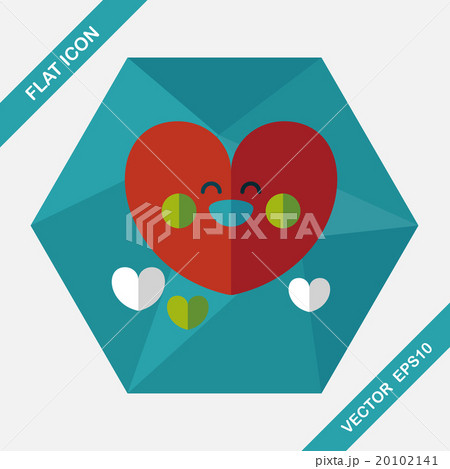 Valentine's Day love heart flat icon with long shadow,eps10 20102141