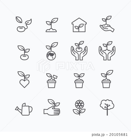 plant and sprout growing icons flat line 20105681