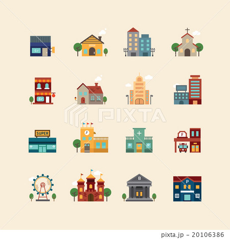 vector web flat icons set - buildings collection vector web flat icons set - buildings collection 20106386