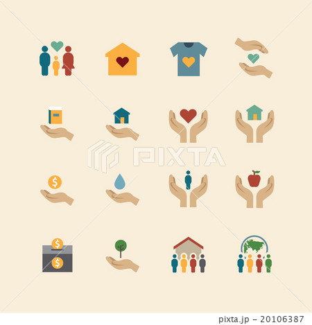 charity and donation silhouette colour icons flat charity and donation silhouette colour icons flat 20106387