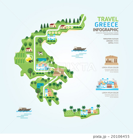 Infographic travel and landmark greece map shape 20106455