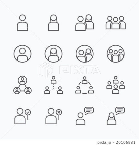 people Icon vector flat line icons set concept. 20106931