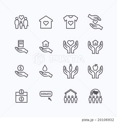 charity and donation silhouette icons flat line  20106932