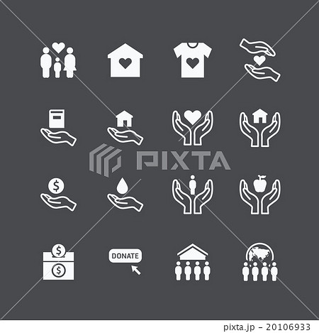 charity and donation silhouette icons flat design  20106933