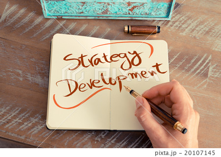 Handwritten text STRATEGY DEVELOPMENT 20107145