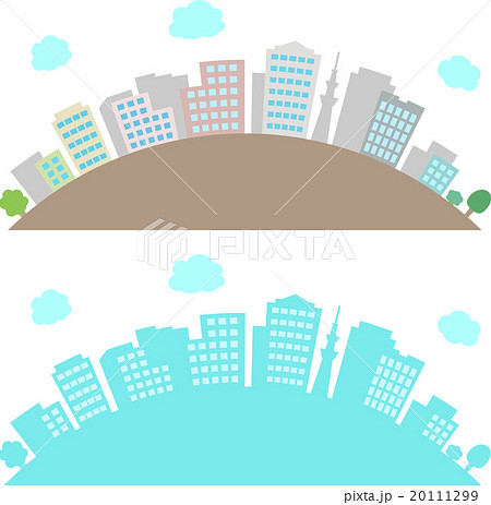 街並みの半円形素材のイラスト素材