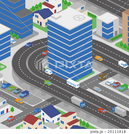 都市と道路 高架高速道路 イメージイラストのイラスト素材
