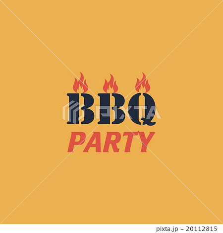 Flaming BBQ Party word design element. 20112815