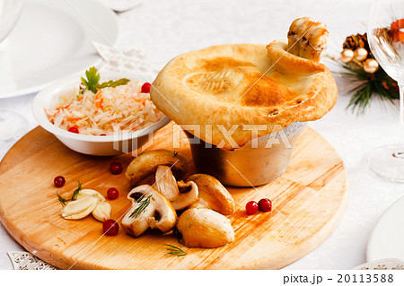 Mushroom Pot-Pie on Christmas table 20113588