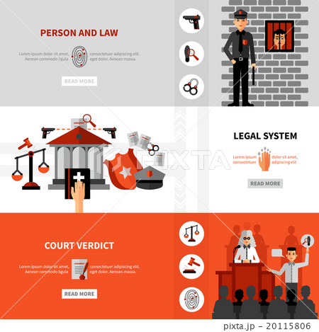 Legal Law System Flat Banners Set 20115806