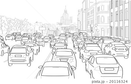 Traffic Jam Of Carsのイラスト素材