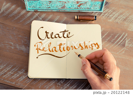 Handwritten text CREATE RELATIONSHIPS 20122148