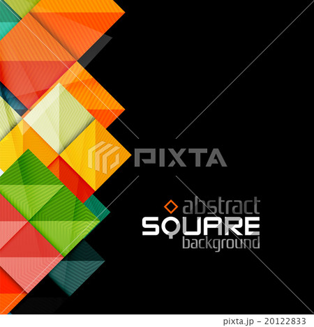 Glossy color squares on black. Geometric abstract 20122833