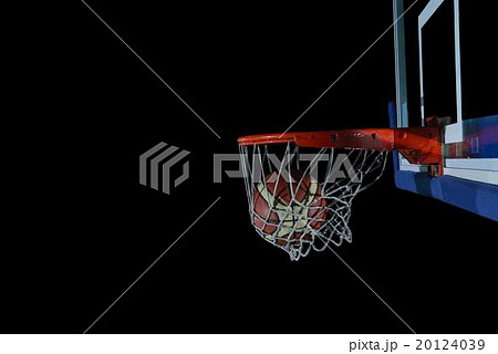 basketball ball and net on black background basketball ball and net on black background 20124039