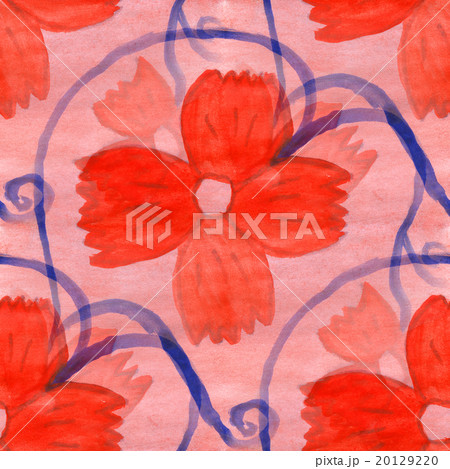 watercolor flower red pattern seamless floral 20129220
