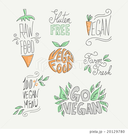 Vegan and raw food handmade labels set Vegan and raw food handmade labels set 20129780