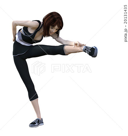 ストレッチする女性　3DCGイラスト素材 20131435
