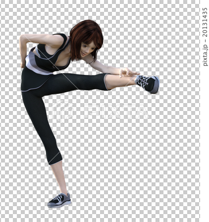 ストレッチする女性　3DCGイラスト素材 20131435