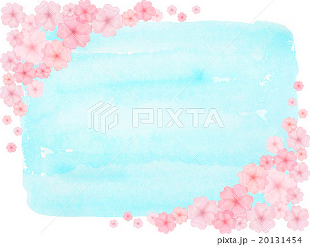 さくら 桜 青空 ソメイヨシノ 花見日和 コピースペース 空色 かわいい 額縁 イラスト 背景 和のイラスト素材