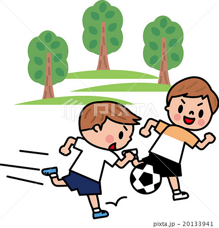 サッカーする子供 走れ のイラスト素材