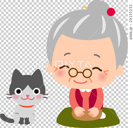 レトロなおばあちゃんのキャラクターのイラスト素材