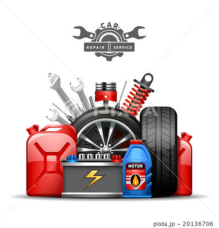 Car Service Composition Ad Flat Illustration Car Service Composition Ad Flat Illustration 20136706