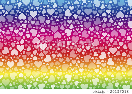 背景素材壁紙 ハートマーク 虹色 レインボーカラー カラフル バレンタインデー 愛 恋人 Love のイラスト素材