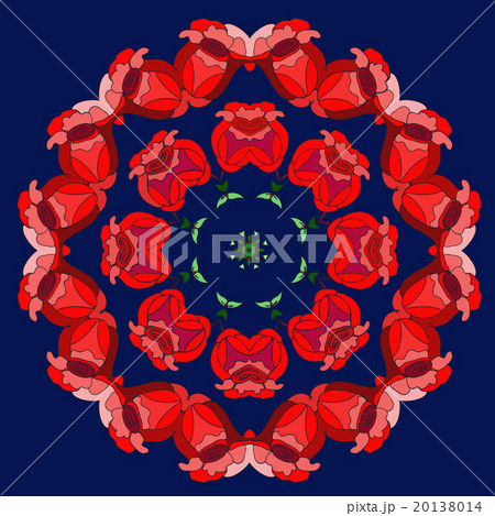 Ornamental round floral pattern with rose elements 20138014