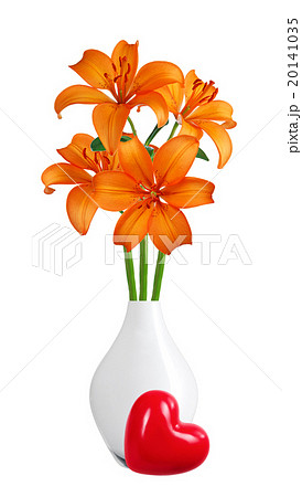 Orange lily in white vase isolated on white Orange lily in white vase isolated on white 20141035