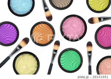 set of many eyeshadows and brushes isolated set of many eyeshadows and brushes isolated 20141041