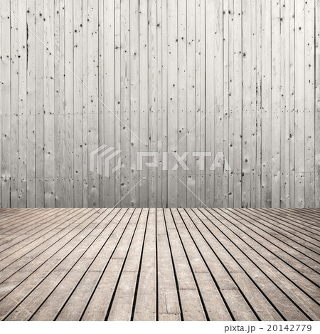 Empty square wooden room interior made of planks Empty square wooden room interior made of planks 20142779
