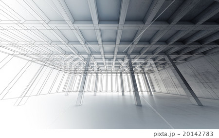 Concrete room, 3 d illustration, wire-frame lines 20142783
