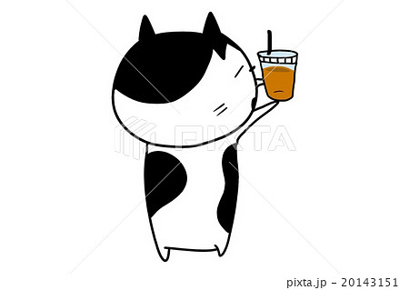 コーヒーを渡す猫のイラスト素材
