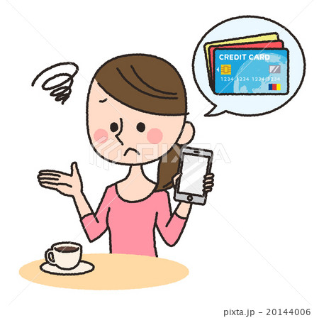 スマホ　お金　悩み　女性　クレジット 20144006