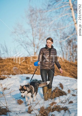 Walk with a dog outdoors 2566. 20144792