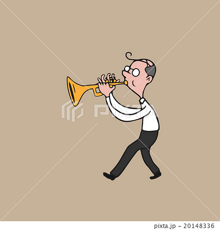 Music instrument man blowing trumpet 20148336