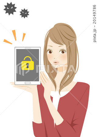 タブレット　ウィルス対策をする女性 20149786