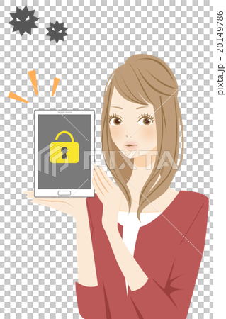 タブレット　ウィルス対策をする女性 20149786