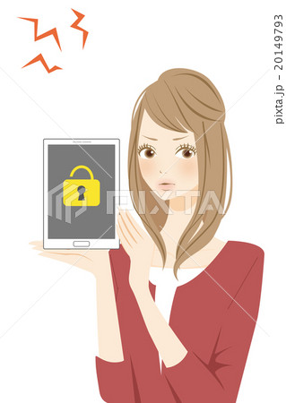 タブレット ロックをかける女性 怒る タブレット ロックをかける女性 怒る 20149793