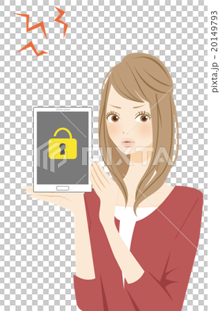 タブレット ロックをかける女性 怒る タブレット ロックをかける女性 怒る 20149793
