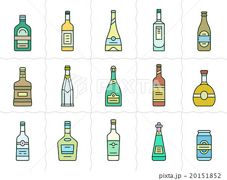 Aalcohol bottles icon set 20151852