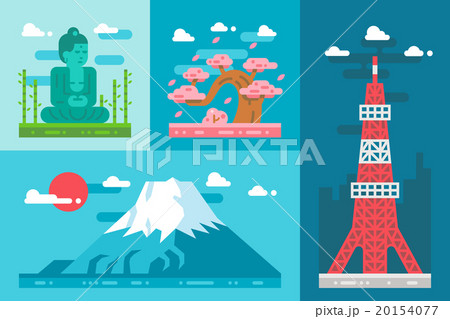 Flat design japan landmarks set 20154077